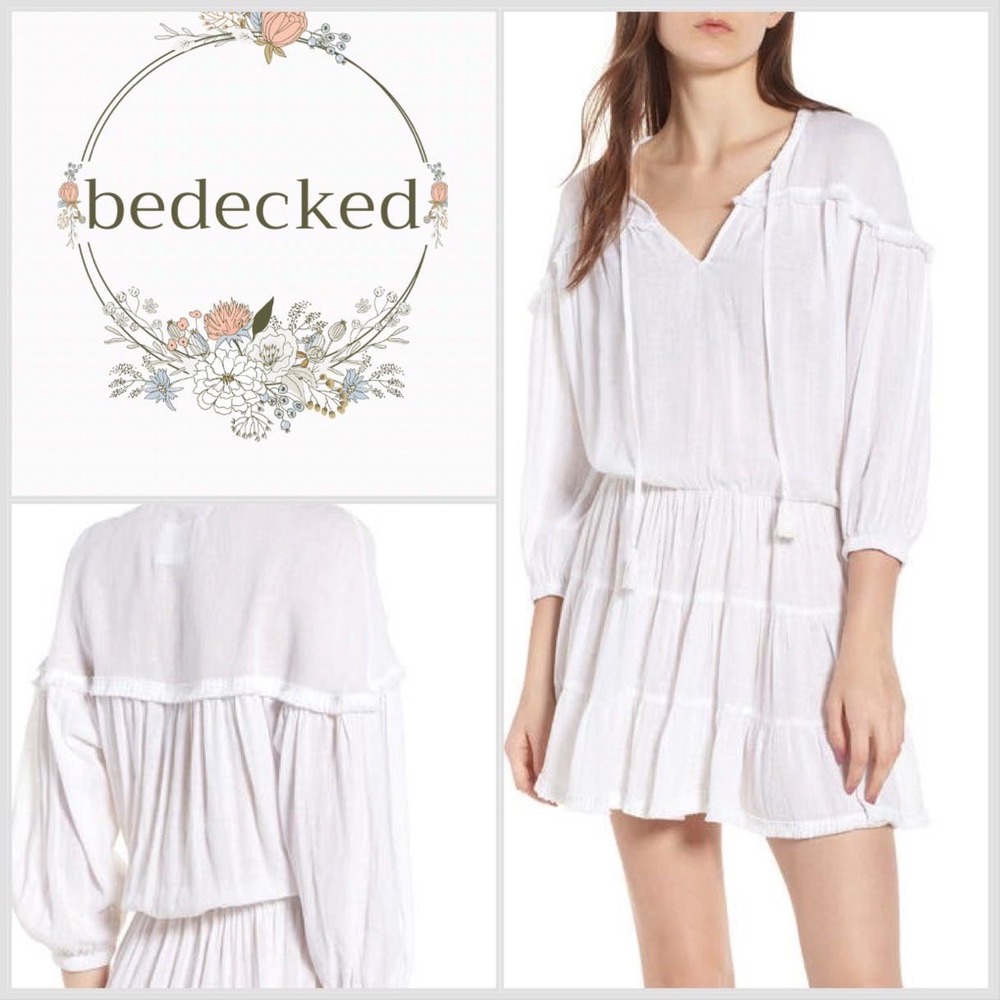 Rails Sansa white lightweight mini dress tassels size large
